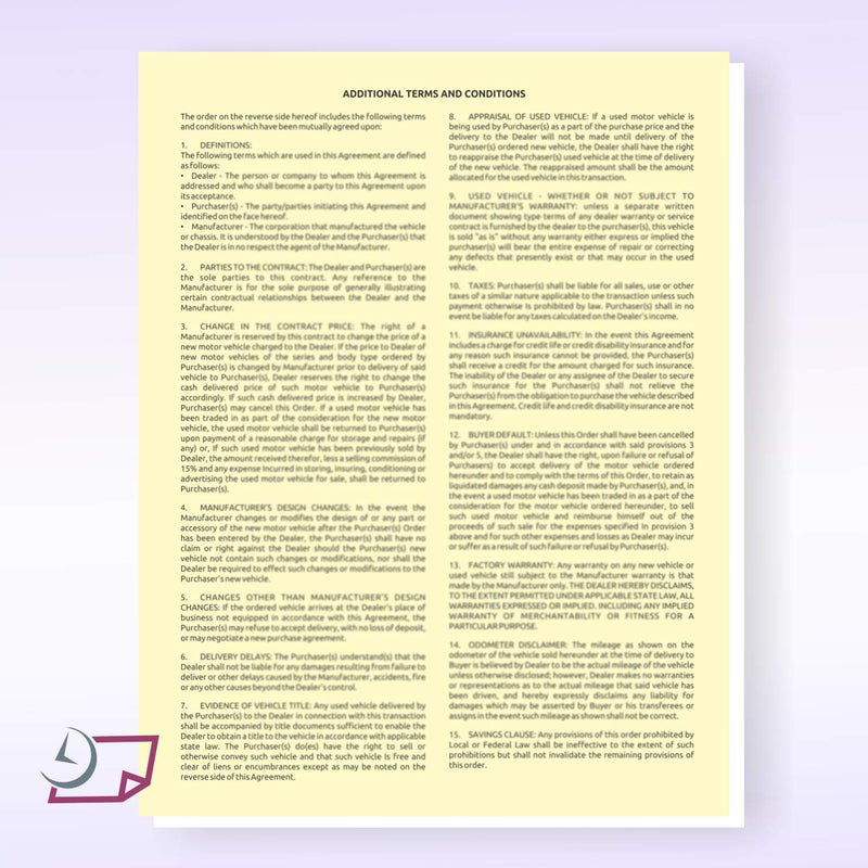 NextDayLabels - Used Vehicle Automotive Bill of Sale Purchase Agreement (2 Part) - Image 3